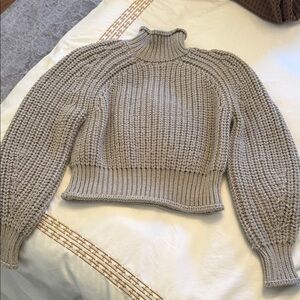 H&M Chunky Knit Turtleneck Sweater in Light Gray